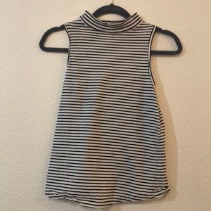 High neck striped tank top